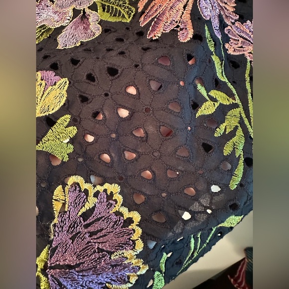 MEADOW RUE | Anthropologie S Harriet Floral Black Embroidery Eyelet Stretch Tank - Picture 8 of 15